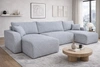 Ecksofa mit Schlaffunktion Fiesta U XL grau Esche elegantes Ecksofa für Wohnzimmer mit Bettzeugablage Webstoff