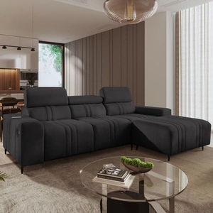 Ecksofa mit Schlaffunktion Castel graphit rechte Ecke komfortables und stilvolles Schlafsofa mit Bettzeugcontainer