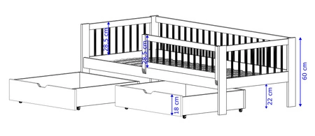 Holzbett Pluto 80x200 cm Kiefer modernes Design solide Konstruktion Kinderbett aus massivem Kiefernholz