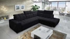 Ecksofa mit Schlaffunktion Luigi VII schwarz rechte Ecke komfortables Schlafsofa in moderner Form
