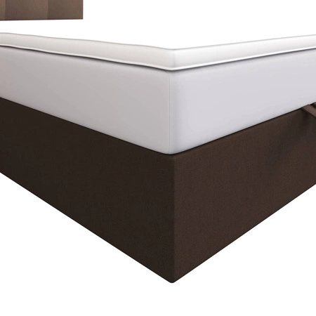 Boxspringbett Kingston 90x200 braun Bett im modernen skandinavischen Stil mit gepolstertem Kopfteil mit Kristallen Bett mit Staukasten