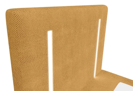 Boxspringbett Norco 80x200 gelb stilvolles Bett mit Bettzeug Lagerung Beleuchtung im Kopfteil fügt eine einzigartige Note