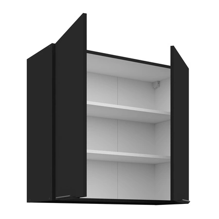 Küchenoberschrank Schwarz 80 G-72 2F Metallkantengriffe feuchtigkeits- und beschädigungsbeständiger Schrank