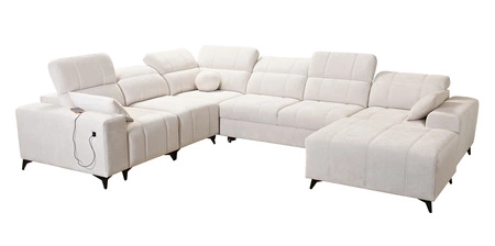 Ecksofa mit Schlaffunktion Penejos VIII dunkelbeige rechte Seite stilvolles Ecksofa aus strapazierfähigem Stoff