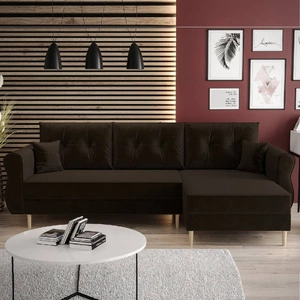 Ecksofa mit Schlaffunktion Wilkins braun rechte Seite stilvolles und modernes Design, das sich in jede Einrichtung einfügt