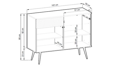 Schubladenkommode Luxury 107 cm schwarz modernes Design Wohnzimmer Kommode Körper mit Gold trim hohe Metallbeine gekrönt