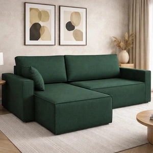 Ecksofa mit Schlaffunktion Rebenes grün Universal-Ecksofa dreidimensionaler Stoff mit ausdrucksstarken Streifen Bettzeugcontainer