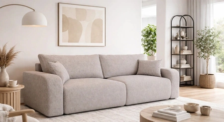 Sofa Fiesta beige funktionelles Wohnzimmersofa mit Bettzeugablage elegantes Design strapazierfähiges Gewebe