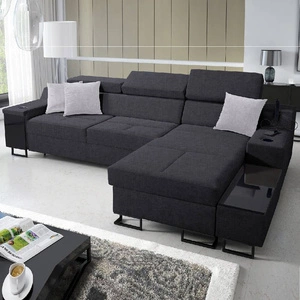 Ecksofa mit Schlaffunktion Alcamo graphit rechte Ecke elegantes und stilvolles Ecksofa mit einer ausziehbaren praktischen Schublade an der Seite des Möbels