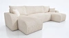 Ecksofa mit Schlaffunktion Fiesta U elfenbein Ecksofa mit interessanter Form strapazierfähiger Kordstoff Bettzeugbehälter