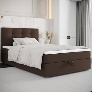 Boxspringbett Flint 90x200 braun im modernen skandinavischen Stil mit gepolstertem Kopfteil Bett mit Staukasten