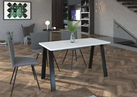 Malden Tisch 138x67 cm weiß/schwarz schlichte Form der Möbel mit stilvollen schwarzen Beinen im Loft-Stil angereichert auslaufsichere Platte
