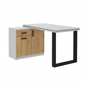 Makana Eckschreibtisch hellgrau / Eiche handwerkliche Kommode mit Schublade und Einlegeböden stilvolles und funktionelles Möbelstück mit einer 56mm Platte