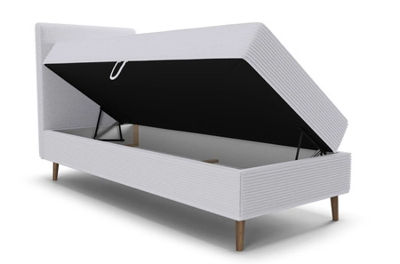 Boxspringbett Totti 80x200 grau Esche stilvolles Bett mit Bettzeug Lagerung dreidimensional gestreiften Stoff