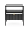 Lovro Nachttisch mit Schublade schwarz geschmackvoll geriffelt Dekor ideal Schlafzimmer Schrank Goldkante Griff