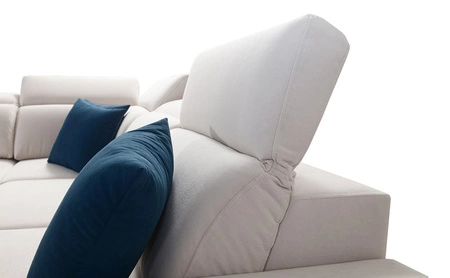 Ecksofa mit Schlaffunktion Kelly Sleek X grau Esche rechts extrem elegantes Ecksofa für Wohnzimmer mit verstellbaren Kopfstützen