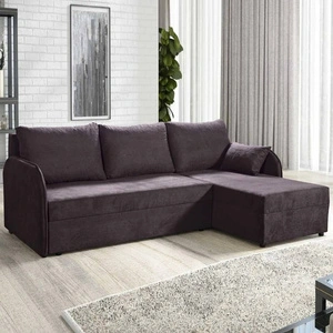 Ecksofa mit Schlaffunktion Orsa schwarz Universal Ecksofa mit interessantem Design strapazierfähiger Veloursstoff