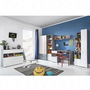 Möbelset Epsilon Beton / Weiß / Eiche ideal für ein Jugend- oder Kinderzimmer im trendigen Stil