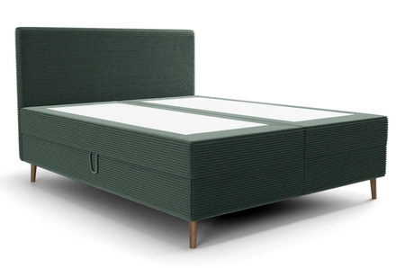 Boxspringbett Totti 180x200 grün stilvolles Bett mit Bettzeug Lagerung dreidimensionalen Stoff mit ausdrucksstarken Streifen