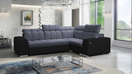 Ecksofa mit Schlaffunktion Luigi II graphit / schwarz rechtes Komfort für die tägliche Entspannung Ecksofa mit Bettkasten