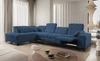 Ecksofa mit Schlaffunktion Penejos XI Lux blau linksseitig stilvolles Ecksofa mit bequemer ausziehbarer Fußstütze