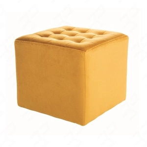Lori Pouffe 39 cm gelb idealer Hocker schmutz- und kratzfest Sitzpouffe mit bequemer Sitzfläche zart gesteppt