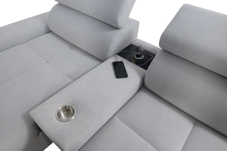 Ecksofa mit Schlaffunktion Dafni V heather / white left velvet bequemes und komfortables Ecksofa mit verstellbaren Kopfstützen