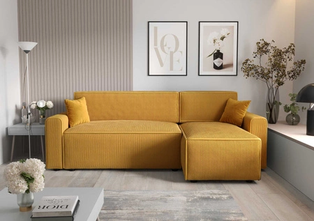 Ecksofa mit Schlaffunktion Brandon Bis honey right dreidimensionaler Stoff mit ausdrucksstarken Streifen Bettkasten