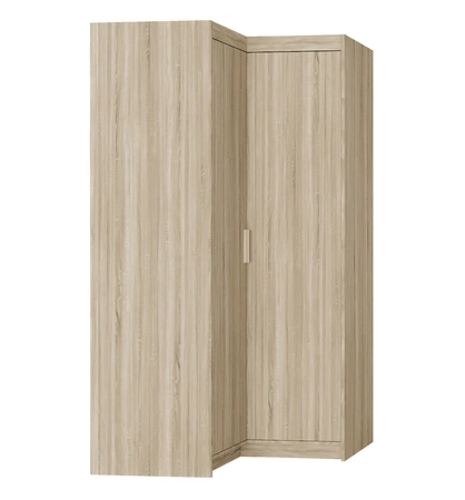 Ecke Kleiderschrank Rene Licht Sonoma Eiche ABS fertig Kleiderschrank Fronten für Schlafzimmer matt finish Silber Griffe