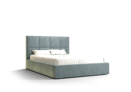 Polsterbett Aresa 140x200 mit Aufbewahrung Türkis Modernes skandinavisches Stilbett mit bequemem Kopfteil