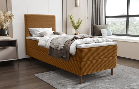 Boxspringbett Totti 80x200 Honig stilvolles Bett mit Bettzeug Lagerung dreidimensionalen Stoff mit ausdrucksstarken Streifen