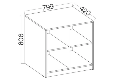 Makana offene Kommode 80 cm hellgrau funktionelles Möbelstück für das Büro, Arbeitszimmer oder Jugendzimmer