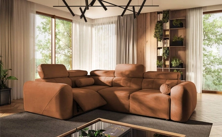 Ecksofa mit Schlaffunktion Cantare II Lux ziegelrot links Komfort-Ecksofa für Wohnzimmer mit hochklappbarem Fußteil weicher Stoff