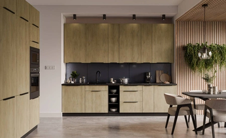 Küchenhochschrank Crotone 40 DK-210 2F Küche Sockel Metallkante Griffe Feuchtigkeit und Schäden resistent Schrank