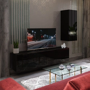 Möbelset Omega schwarz glänzend außergewöhnliches Design praktische Lösung ideal für jedes Wohnzimmer vergrößert optisch den Innenraum