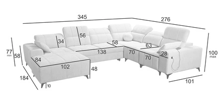 Ecksofa mit Schlaffunktion Penejos VIII blau linke Seite stilvolles Ecksofa Bett aus strapazierfähigem Stoff