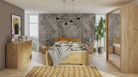 Verspiegelter Schiebeschrank Rico 120 cm Eiche handwerkliches Funktionsmöbel im klassischen Stil idealer Schrank für Schlafzimmer oder Ankleidezimmer