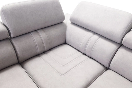 Ecksofa mit Schlaffunktion Castel III Esche grau rechts Ecksofa mit zwei Bettkästen verstellbare Kopfstützen