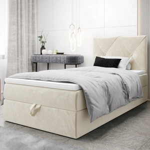 Boxspringbett Arvada 100x200 beige Bett im modernen skandinavischen Stil mit gepolstertem Kopfteil Bett mit Staukasten