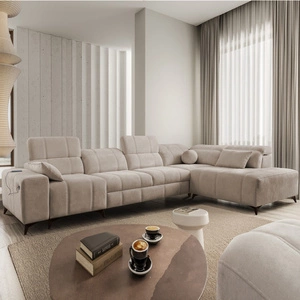 Ecksofa mit Schlaffunktion Penejos XI dunkelbeige rechtes Ecksofa mit verstellbaren Kopfstützen und zwei Bettkästen