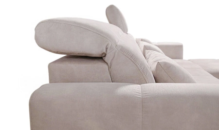 Ecksofa mit Schlaffunktion Laredo cremefarben rechte Seite komfortables und stilvolles Ecksofa mit Bettzeugcontainer