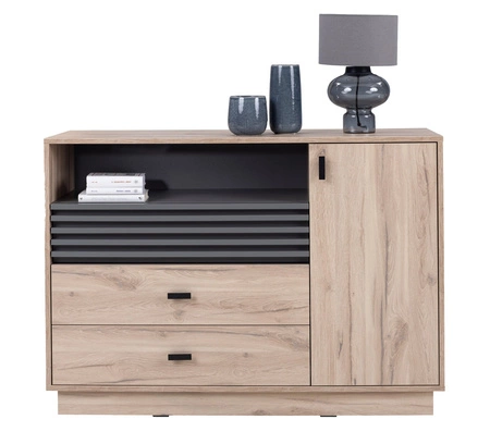 Wohnwand Estan Eiche estana hell / anthrazit innovative Wohn- und Loungemöbel im modernen Stil