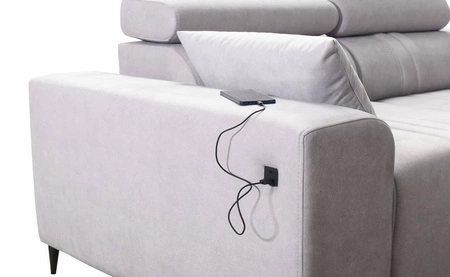 Ecksofa mit Schlaffunktion Castel XI grau Esche rechts bequemes Ecksofa mit Bettzeugablage strapazierfähiger Stoff