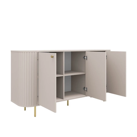 Kommode Ovalio 165 cm beige minimalistische Form macht eine Kommode für das Wohnzimmer stilvolle ovale Form dekorative Fräsen auf den Körper