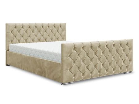 Polsterbett Viamao 180x200 beige mit Container im modernen skandinavischen Stil mit gestepptem Kopfteil und Fußteil