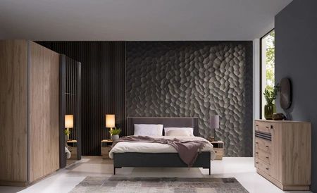 Nachttisch mit Schublade Estan Eiche hell/anthrazit ist ein funktionelles Möbelstück in zeitlosem Design - der ideale Nachttisch für das Schlafzimmer