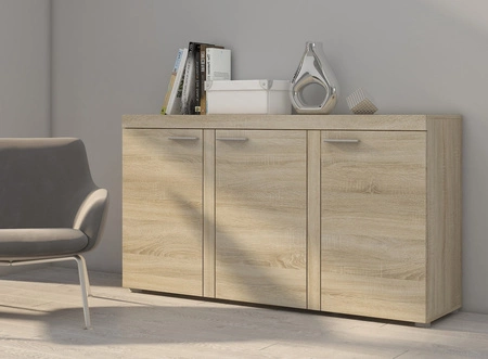 Kommode Rene 149 cm Eiche Sonoma hell moderne Kommodenformen in einzigartigem Design Kantenbearbeitung mit Spezialfurnier