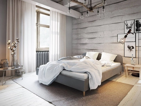 Ivrea Polsterbett 180x200 hellgrau mit Kopfteil im modernen Stil ideal für Schlafzimmer