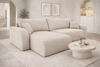 Ecksofa mit Schlaffunktion Fiesta XL hellbeige universal in Konfiguration Ecksofa mit Bettzeugablage weicher Plüschstoff