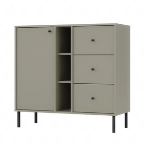 Schubladenkommode Kioto II 100 cm Eukalyptus modernes Design praktische Einlegeböden schwarze Griffe stabiler Metallboden